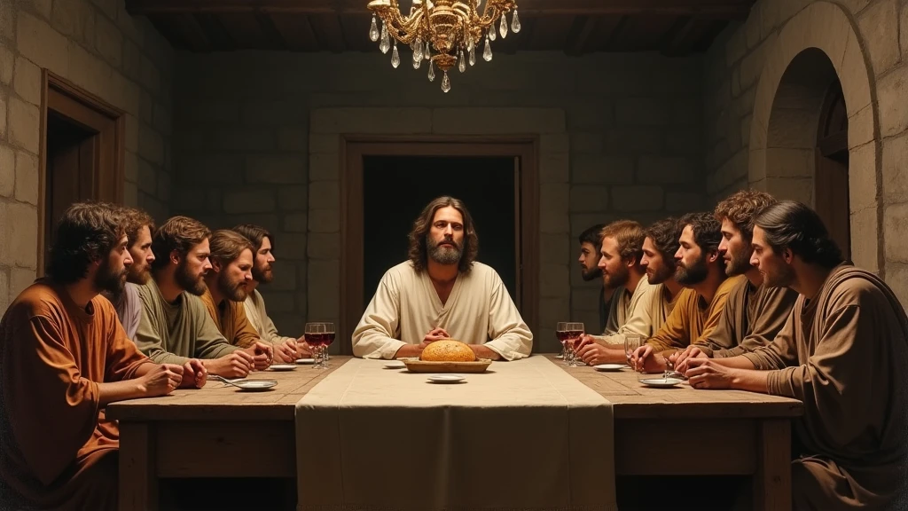 painting jesus at the table with the disciples biblical story