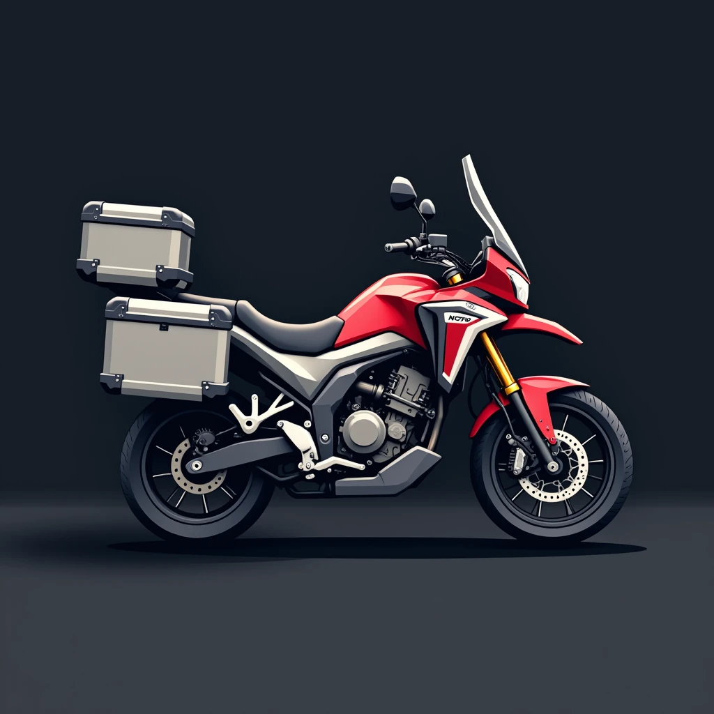 ((Honda NC750X 2016 model year)) , ((motorcycle with suitcases)), ((a motorcycle)), (((crear un Logo vectorizado con borde blanco de una moto Honda modelo NC750X))), dark background color, Vectorized style, Logo vector art, Diseño de Logo, simple and clean illustration, Logo, Logo