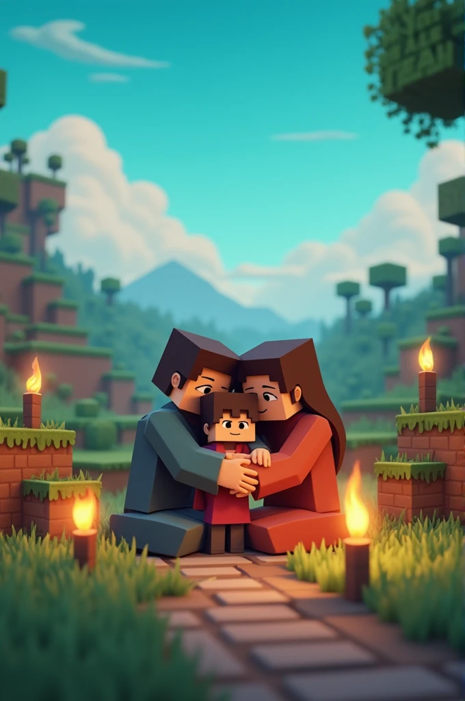 "sacred Family" from Barcelona, minecraft style