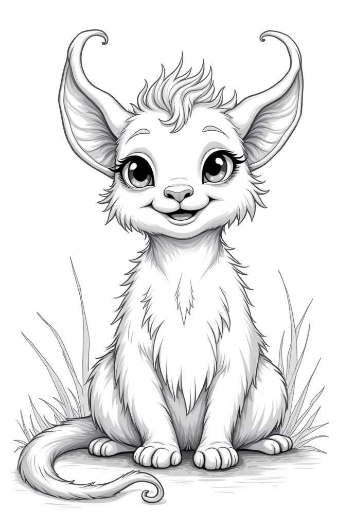 Playful fada, drawing without any filling, coloring page, realistic styling