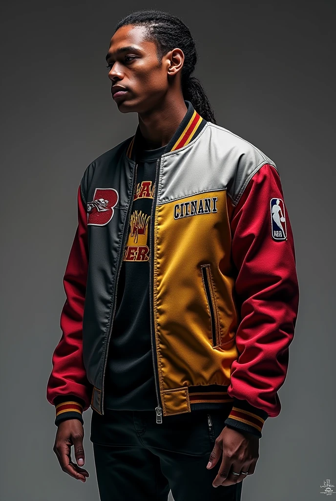 Generate image of a luxury jacket inspired by the NBA