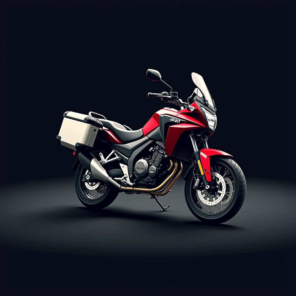 ((Honda NC750X 2016 model year:1.5)) , ((dynamic angle)), ((motorcycle with suitcases)), ((a motorcycle)), (((crear un Logo vectorizado con borde blanco de una moto Honda modelo NC750X))), dark background color, Vectorized style, Logo vector art, Diseño de Logo, simple and clean illustration, Logo, Logo