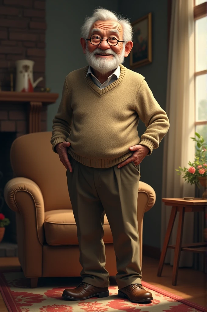 An old man dressed as a grandfather 