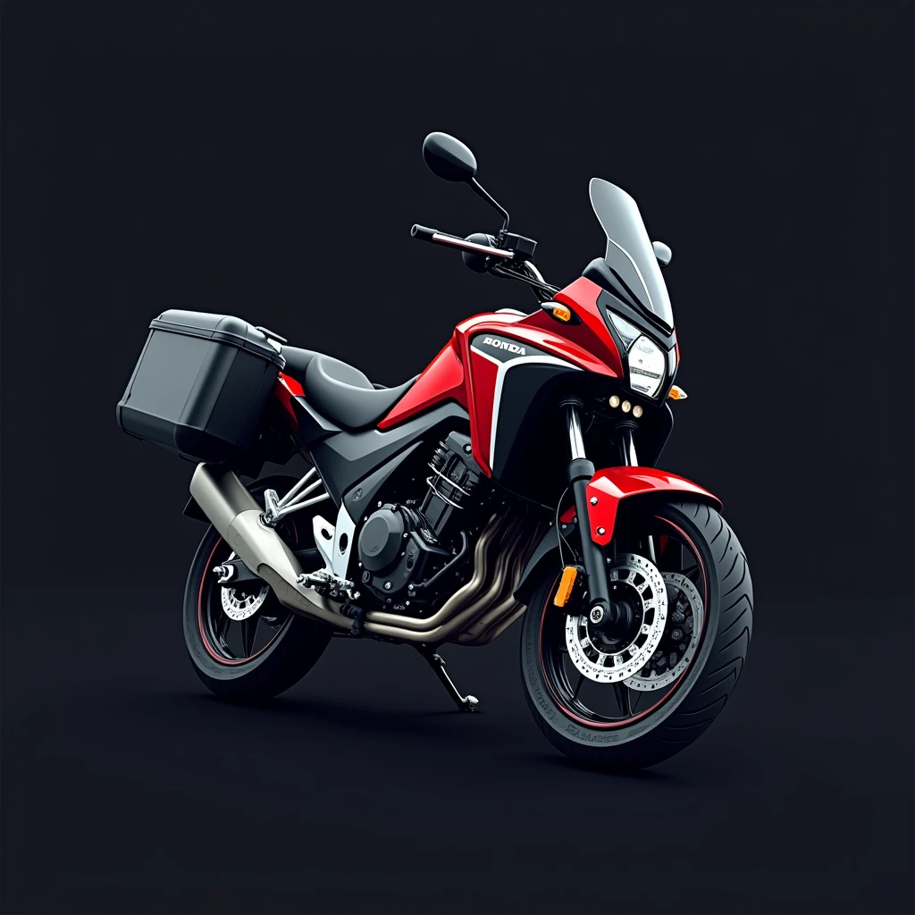 ((Honda NC750X 2016 model year:1.5)) , ((dynamic angle)), ((motorcycle with suitcases)), ((a motorcycle)), (((crear un Logo vectorizado con borde blanco de una moto Honda modelo NC750X))), dark background color, Vectorized style, Logo vector art, Diseño de Logo, simple and clean illustration, Logo, Logo