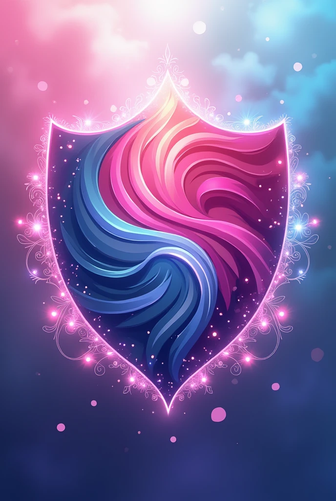 Make me a crest for a football team with pink colors, purple and blue, more feminine, but you look pretty