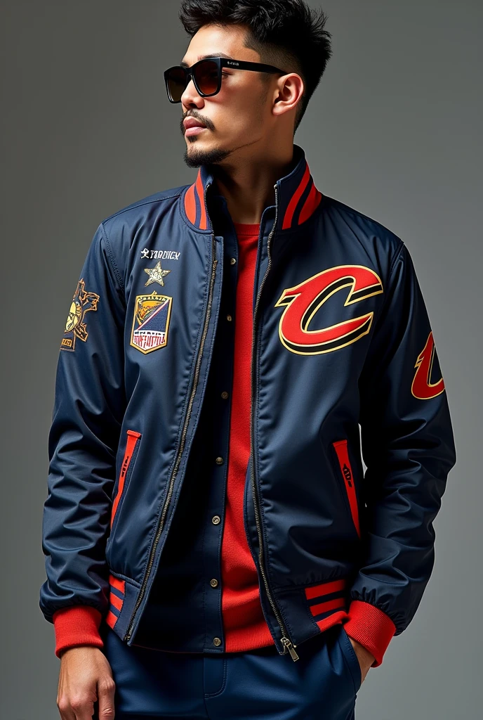 Generate image of a luxury jacket inspired by the NBA