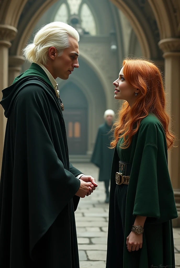 Draco Malfoy teasing Hermione Granger when they were still at Hogwarts