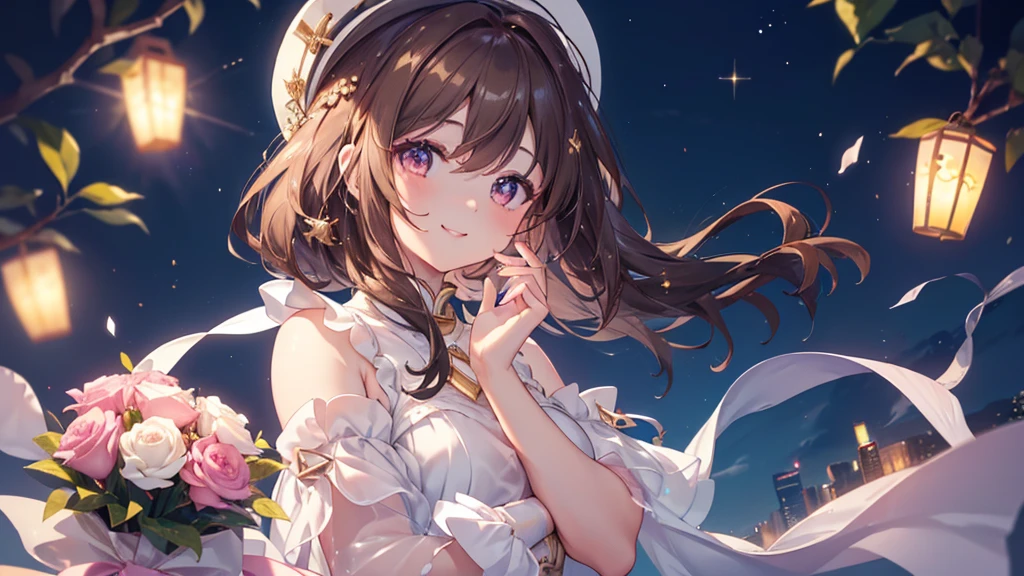 ((Highest quality、masterpiece、Ultra-fine、Ultra-fine、Exquisite、Golden Ratio,16K、Brown Hair,The best smile,Full HD、The night when your smile shines, wrapped in soft light )), (profile,Face blowing out candles on a birthday cake,One person))Long eyelashes、White skin、(Pale pink lips、Pale pink cheeks、thin and long)、((One person)),Birthday Party -,The night when your smile shines, wrapped in soft light