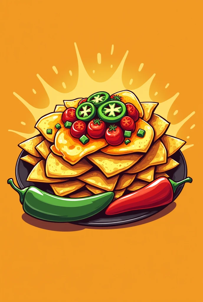 Create a company logo related to prepared nachos and jalapeños