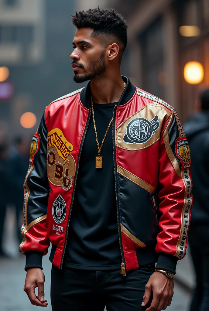 Generate image of a luxury jacket inspired by the NBA