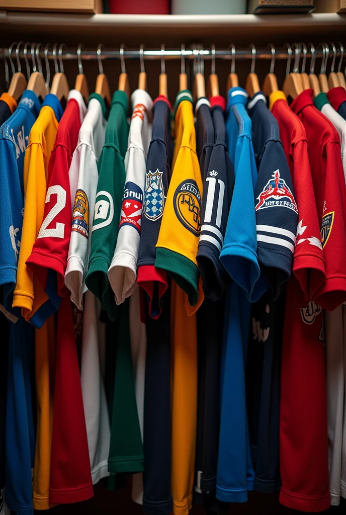 Closet Full of Jersey Sideways on hangers