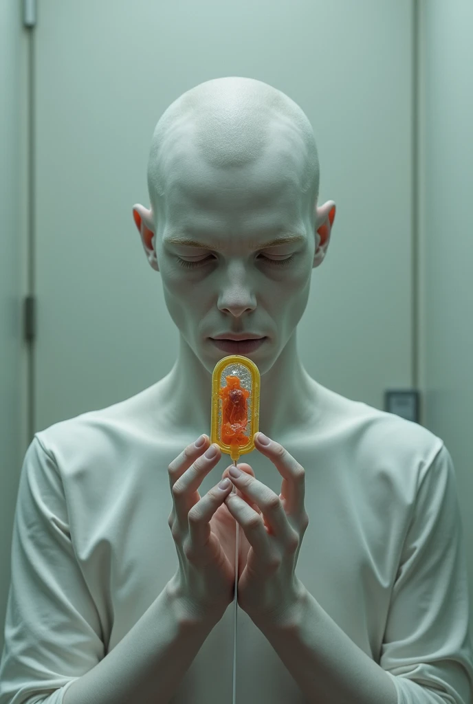 White person with male condom and sexually transmitted diseases inside