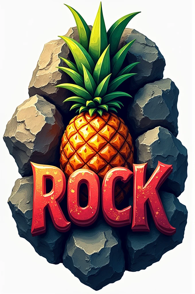 You can create a colorful rock-themed logo that incorporates a fruit like a pineapple or strawberry in a nice, modern typography.