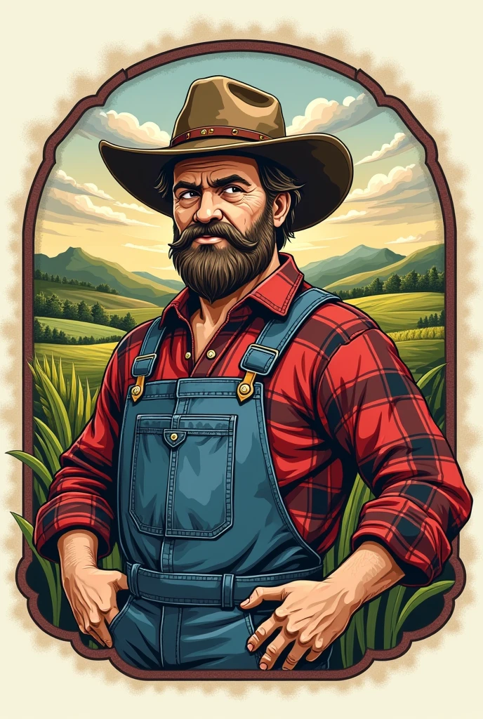 Football team crest with a farmer 