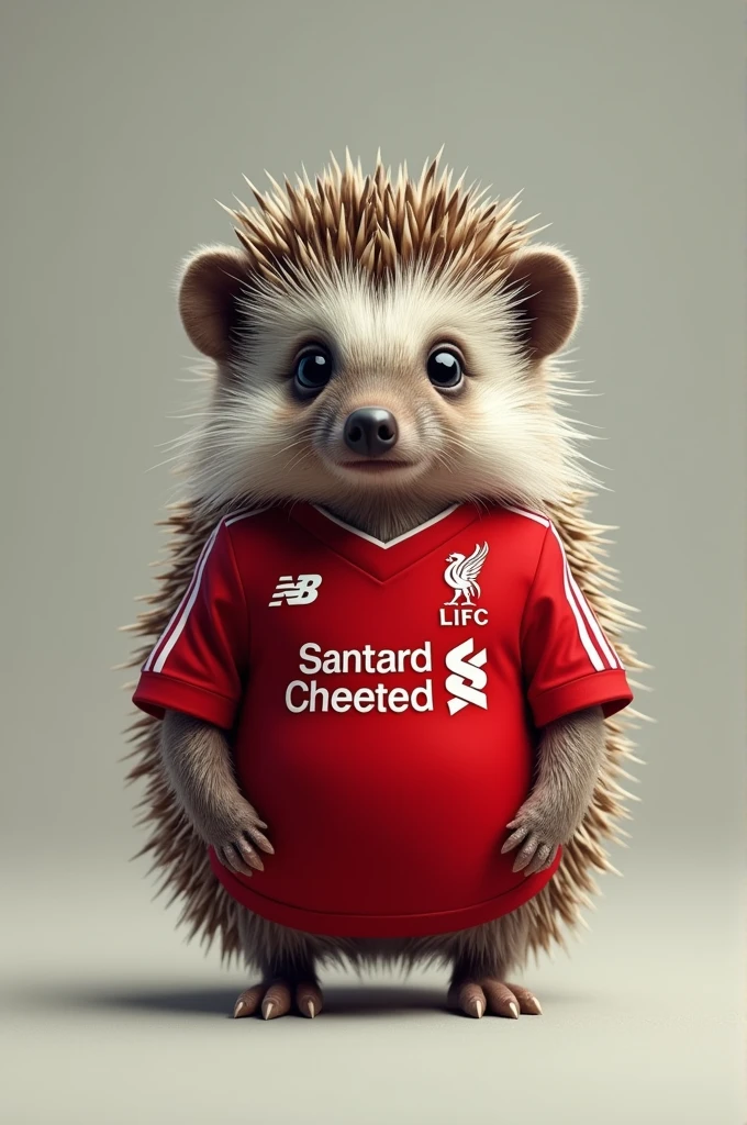 Hedgehog wearing Liverpool jersey