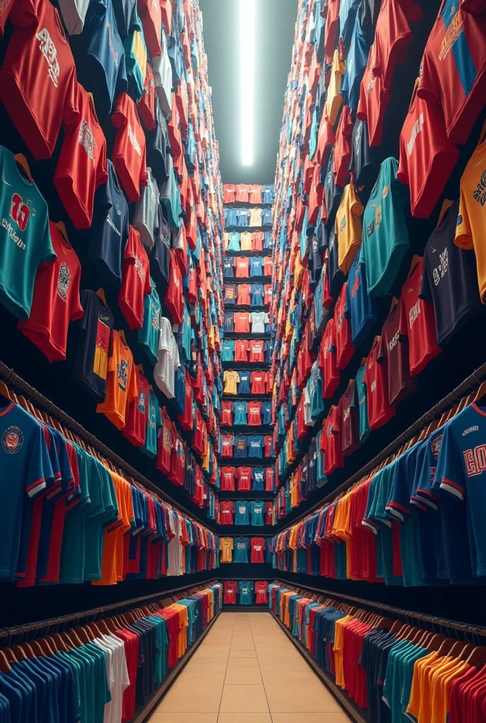 A poster of a giant Closet Full of Jersey Sideways on hangers vertically