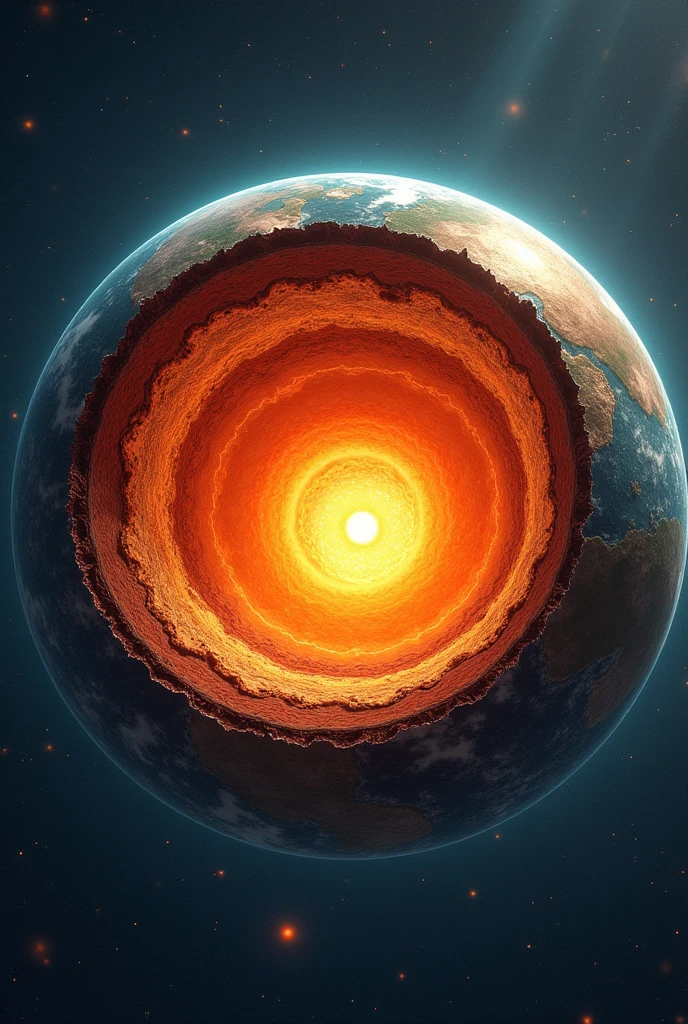 Illustrative image of the Earth&#39;s outer core with location and depth 