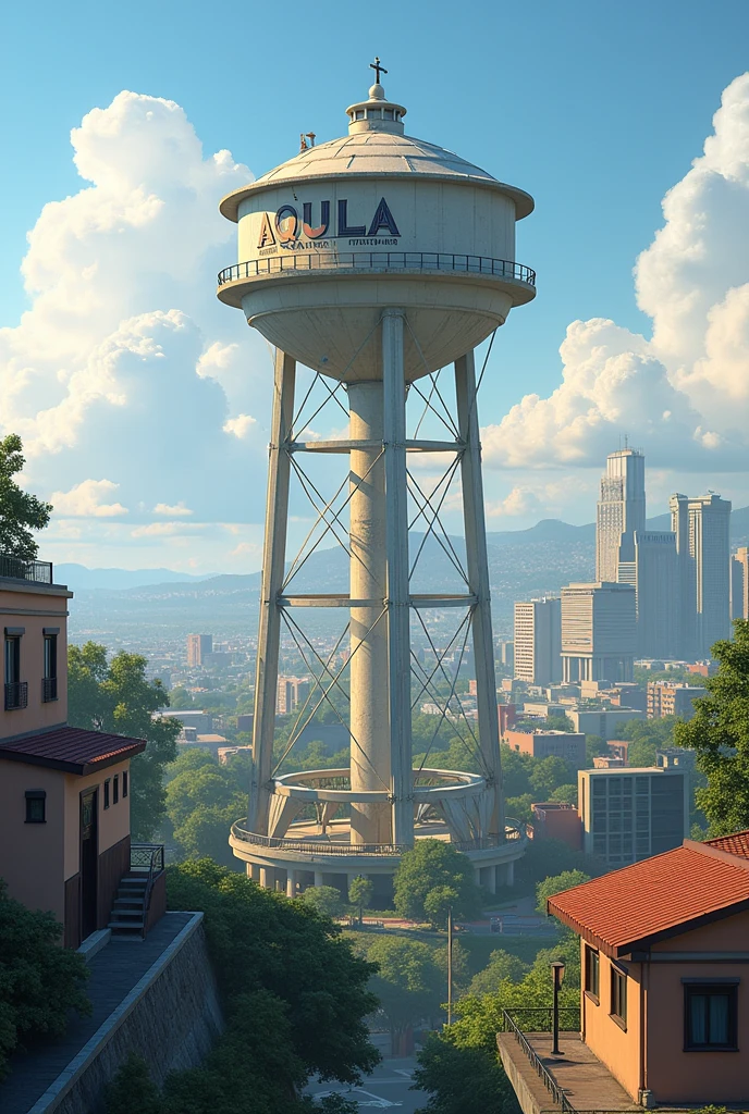 water tower of the Aquila condominium in Belford Roxo seen from afar