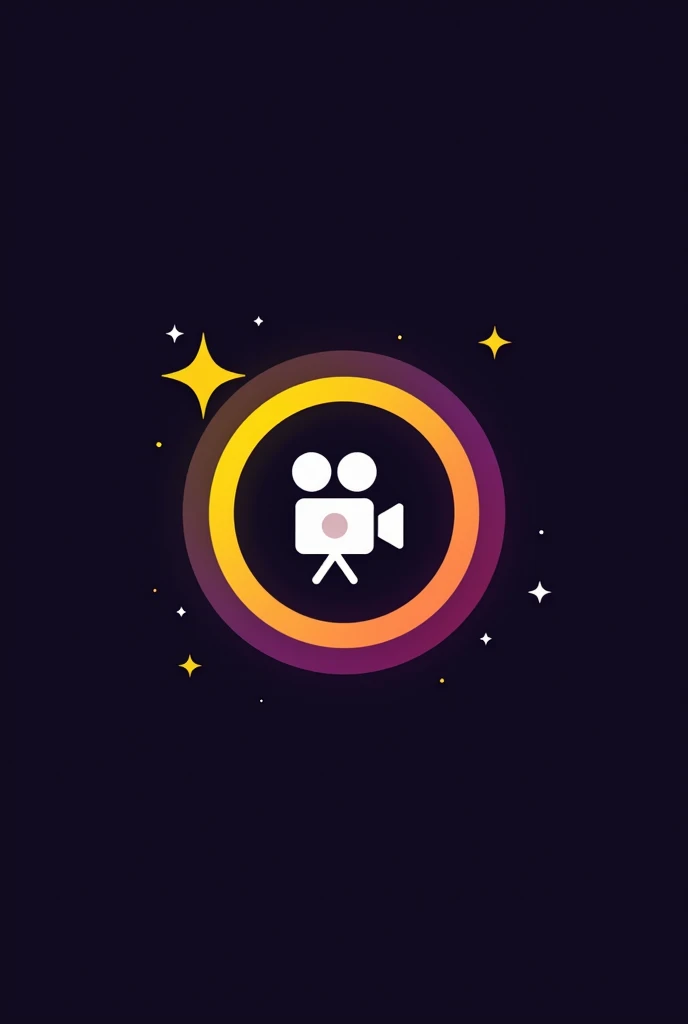 A logo of a streaming app with the name Dub Tv and the colors yellow , purple and black in a circle and a movie camera in the middle of it