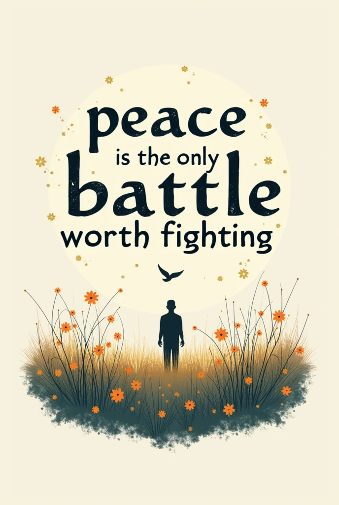 Generate an image with this phrase to print on a shirt "Peace is the only battle worth fighting."