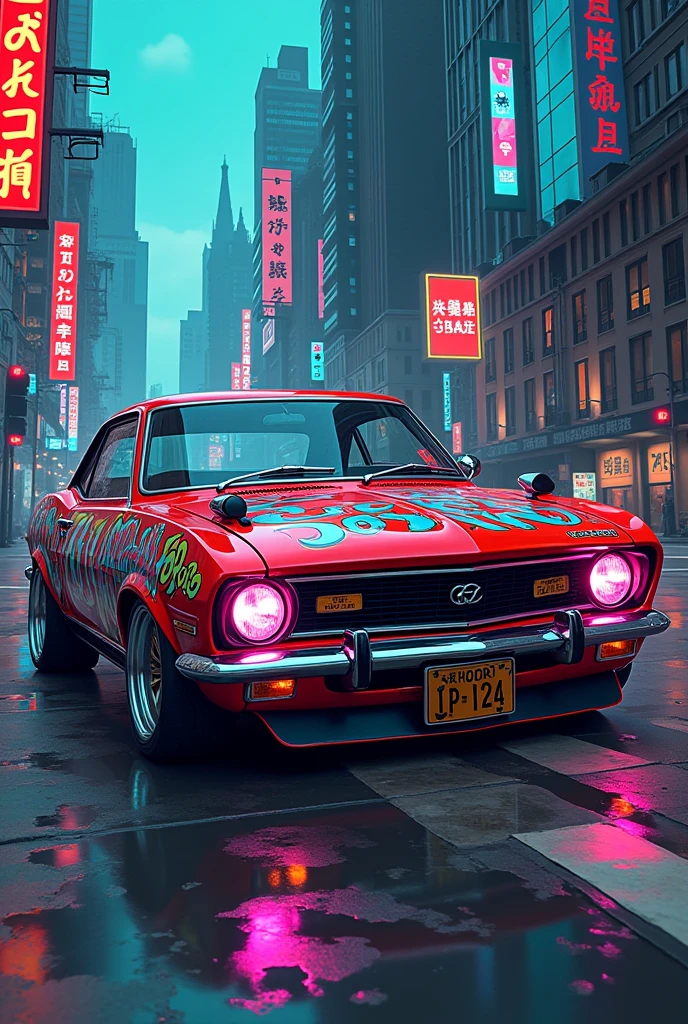 Red Opala car in anime hip hop style