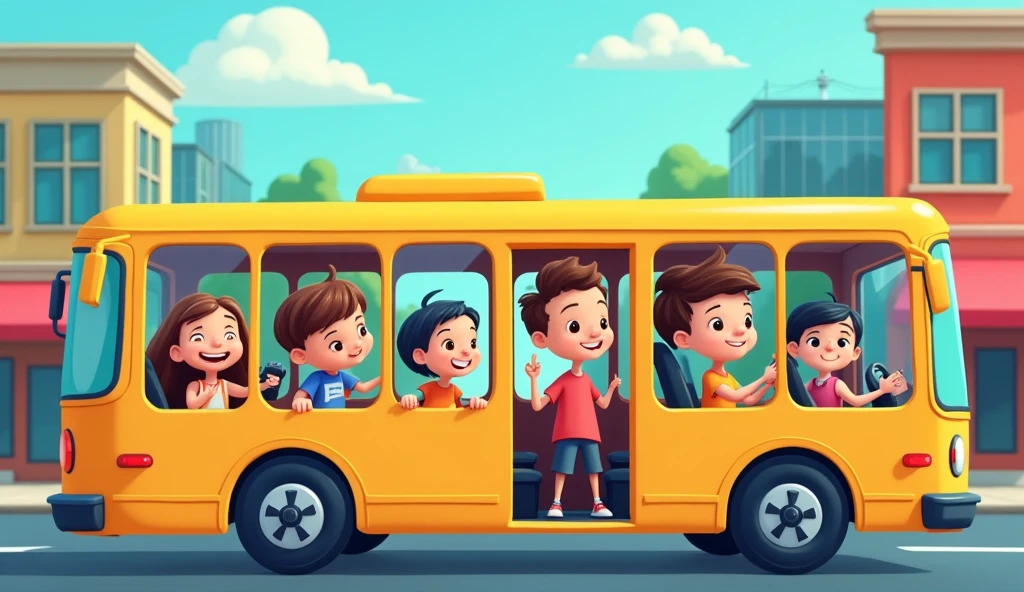 The wheels on the bus go round and round
Round and round, round and round
The wheels on the bus go round and round
All through the town
The wipers on the bus go “Swish, swish, swish,
Swish, swish, swish, swish, swish, swish”
The wipers on the bus go “Swish, swish, swish”
All through the town.
The people on the bus go, “chat, chat, chat,
cha,,chat chat,chat chat ,chat
The people on the bus go, “, chat,chat,chat
All through the town.
The horn on the bus go “Beep, beep, beep
Beep, beep, beep, beep, beep, beep”
The horn on the bus go “Beep, beep, beep”
All through the town.
The baby on the bus go, “wah, wah, wah!
wah, wah, wah, wah, wah, wah!”
The baby on the bus go, “wah, wah, wah!”
All through the town.
The mummy on the bus go, “ssss sh,ssss sh,ssss sh,
“”ssss sh,ssss sh,ssss sh
The mummy on the bus go, “”ssss sh,ssss sh,ssss sh”
All through the town.
The wheels on the bus go round and round
Round and round, round and round
The wheels on the bus go round and round
All through the town.
