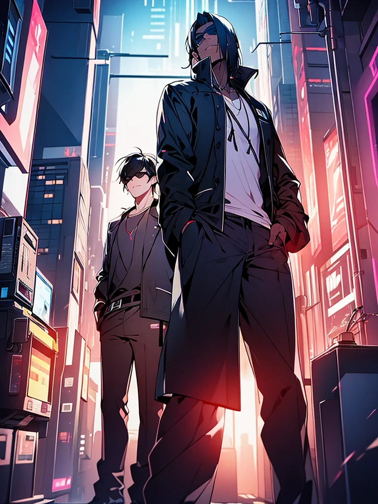 2 men, friends, cyberpunkstyle, Loose Clothes