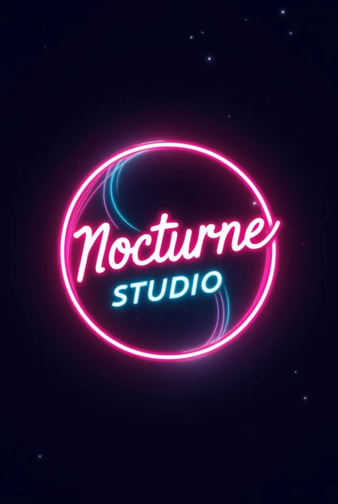 Create a modern logo, and neon , round that says "Nocturne Studio"