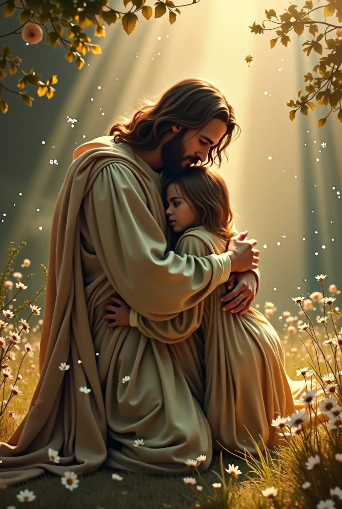 Me repenting before Jesus, Son of God, and Jesus comforting me with a hug