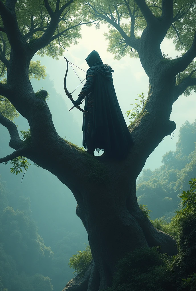 Spawns a hooded person on top of a tree with a bow