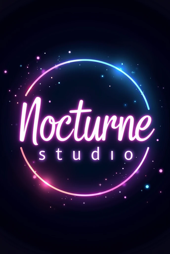 Create a modern logo, and neon , round that says "Nocturne Studio"