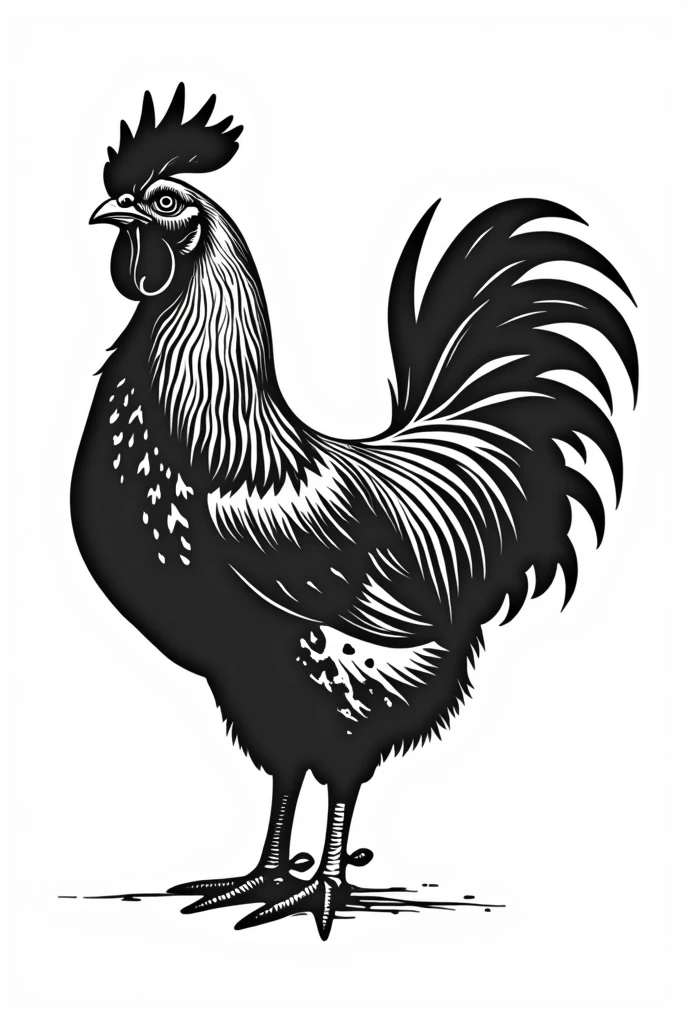 Create a black and white image, i.e., ready to color, of a hen Capota.