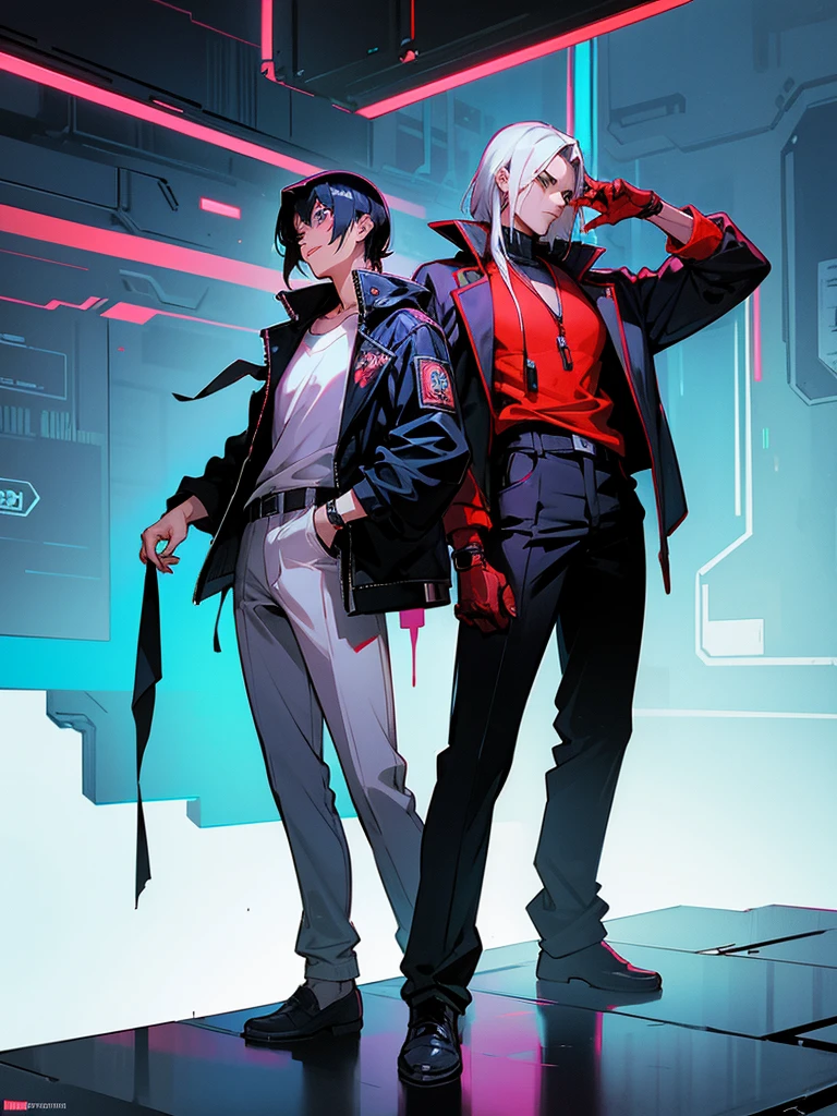 2 men, friends, cyberpunkstyle, Loose Clothes