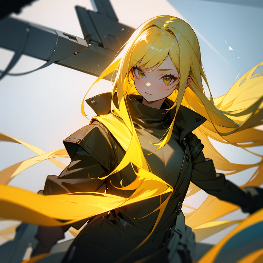 A girl with young skin and long yellow hair
