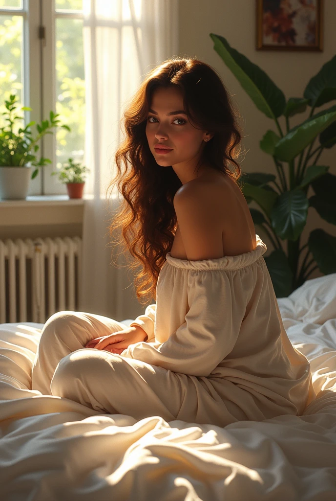 (photorealism:1.2), beautiful woman, sitting on bed, wearing loose off-shoulder top, pajama pants, long curly hair, indoors, soft lighting, plants in background, window with sunlight, cozy room, relaxed pose, realistic, intricate details, warm colors, by Greg Rutkowski, by Alphonse Mucha
tiburon animado, digital marketing, con polo, logo de empresa digital pro, redes sociales