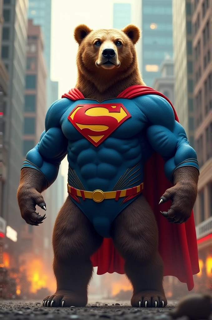 A bear in a Superman suit