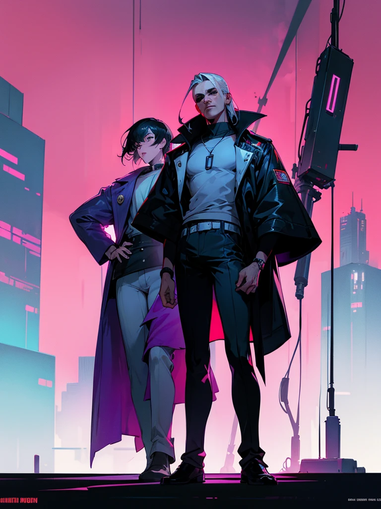2 men, friends, cyberpunkstyle, Loose Clothes