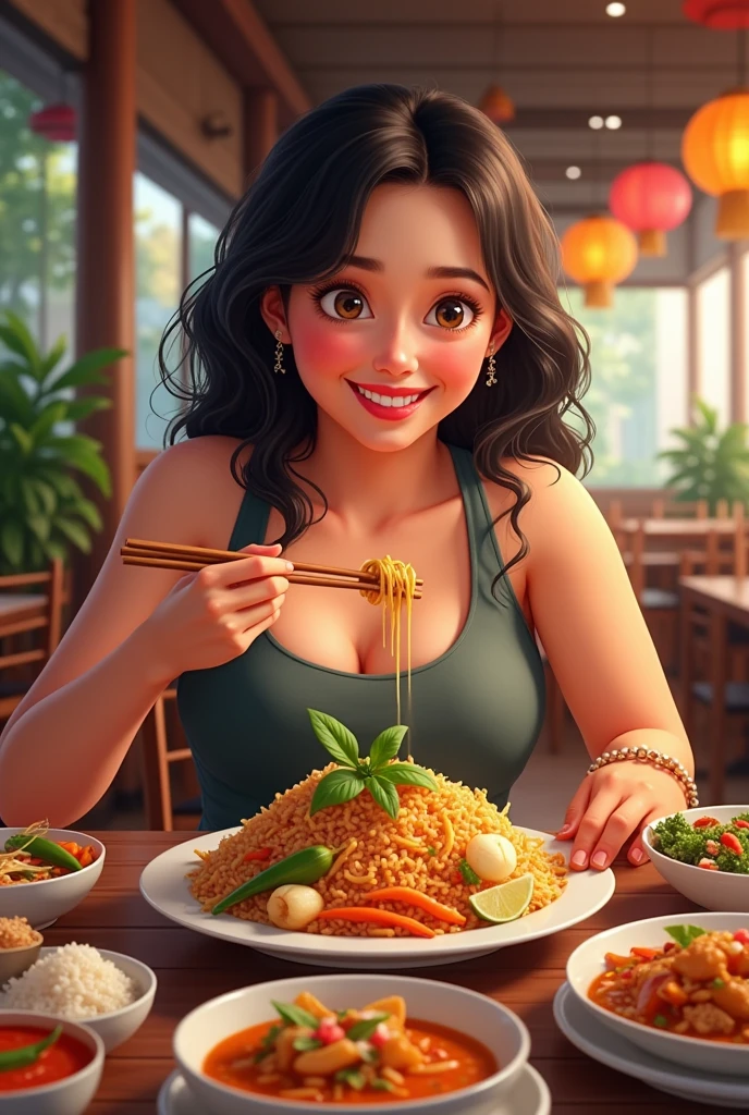 A fat Thai girl who eats a lot