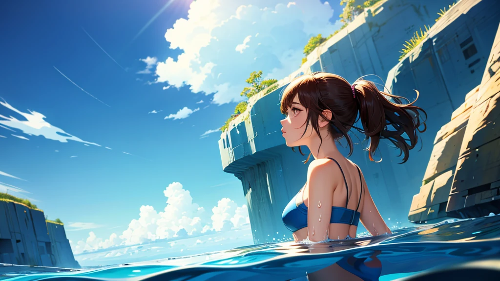 (ultra detailed,ultra high resolution,detailed background),((2d)),((flat color)),((showy)),((floating showy water)),1 girl,Alone,looking at the viewer,BREAK, portrait photo, medium shot, Profile picture