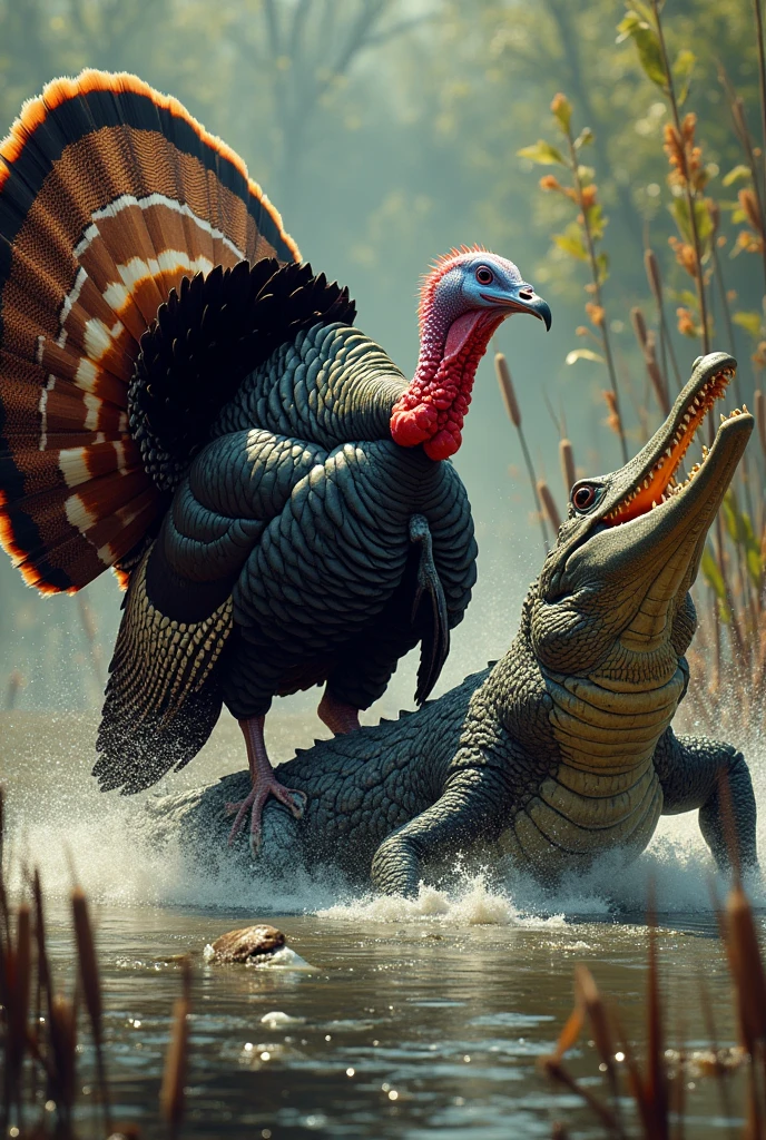turkey hitting an alligator
