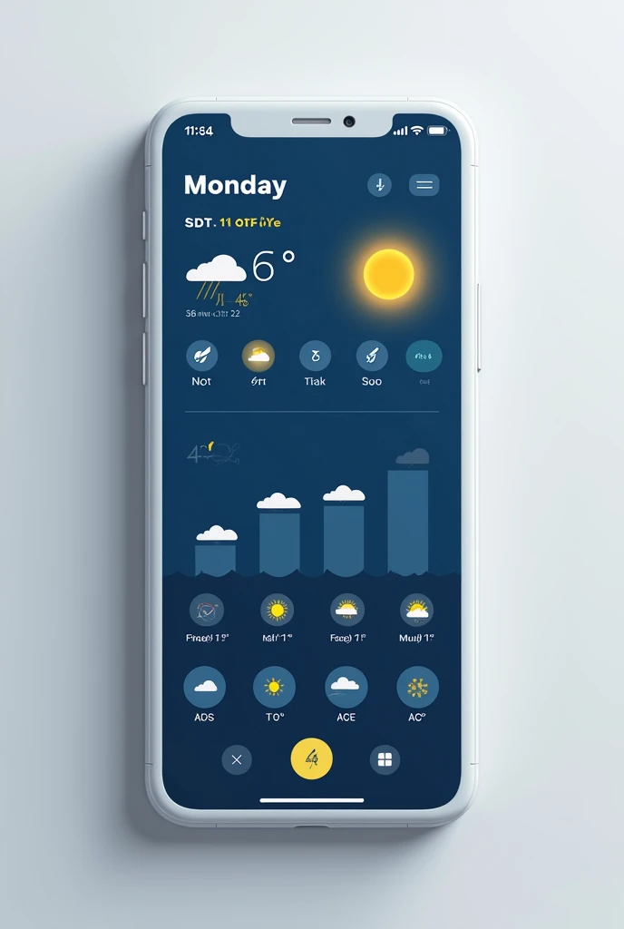 On Monday, the weather will have a maximum of 32°C and a minimum of 19°C, with 0% chance of rain and 41% humidity faça uma tela de clima em ingles e com essas informaçoes