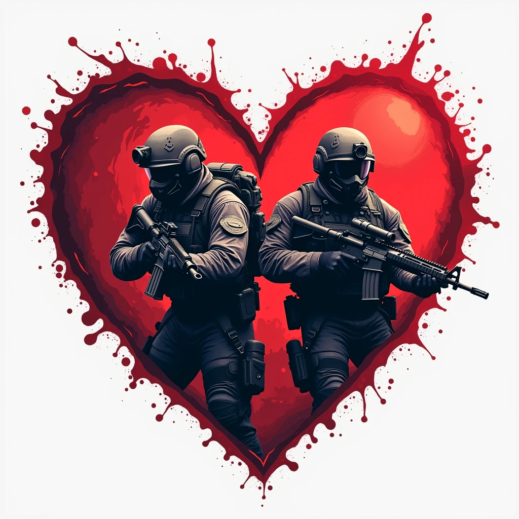 designe cartoonish heart pasteis for profile picture: call of duty soldiers with weapons in hand and the logo written "STORM X" in the middle