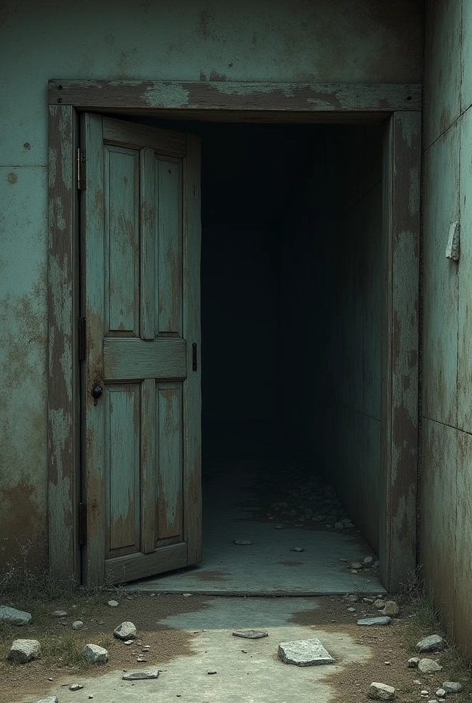 abandoned shelter Focus on broken doors, Dirty windows and dark walls that just seeing the image gives you chills