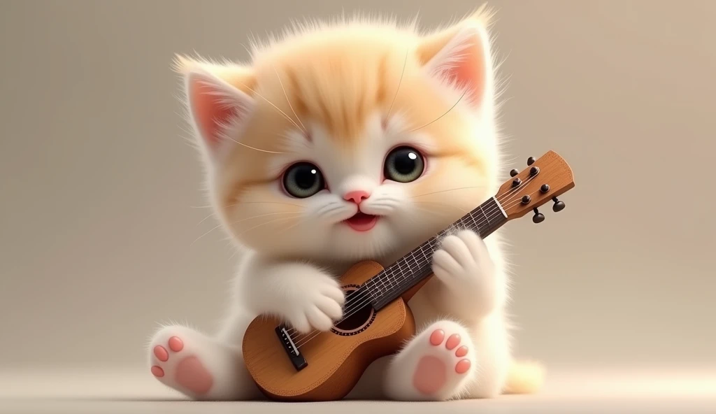 there is a kitten, aww, cute and adorable, catminiature kitten, cute and lovely, cute cats, smiling, laughing, beautiful and cute, incredibly cute, adorable and cute, aww, ultra realistic!!!, ultra realistic picture, kittens, cute and cuddly, adorably cute, beautiful and realistic, play guitar, cute adorable.