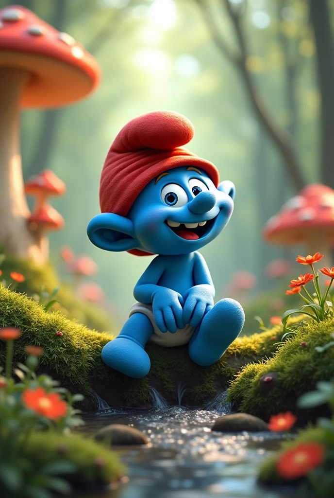 A Smurf sitting 