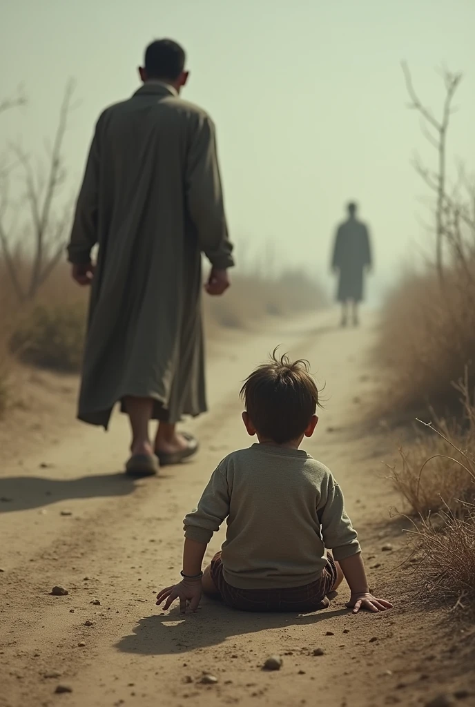A father who leaves his son on the ground and leaves