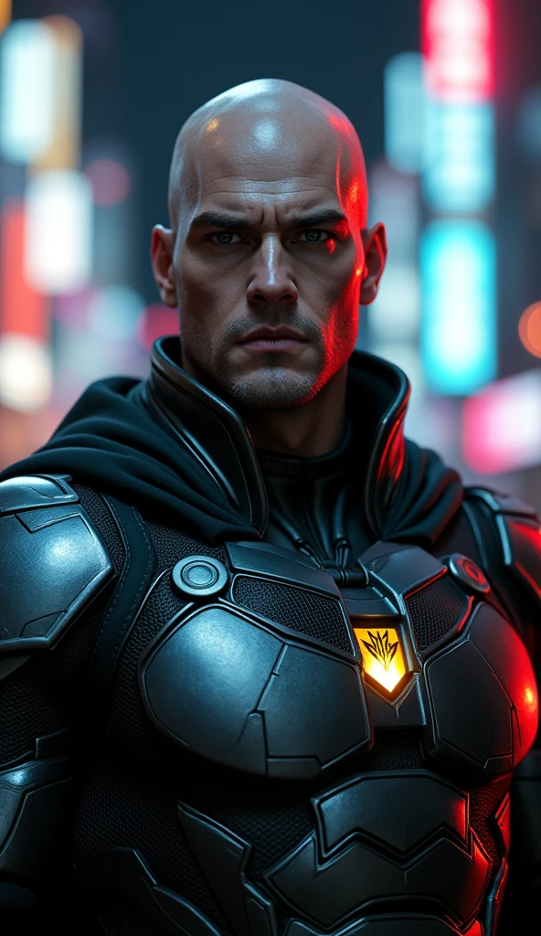 { 
  "subject": "Lex Luthor in his war armor, with an unarmored face and armored chest, facing forward and looking directly at the viewer", 
  "type": "photorealistic image", 
  "environment": "futuristic cityscape at night, with neon lights illuminating his face", 
  "art_style": "hyper-realistic", 
  "inspirations": "Greg Rutkowski, Beeple, Simon Stålenhag", 
  "camera": "Canon EOS R5", 
  "lens": "Canon RF 85mm F1.2L", 
  "shot": "medium close-up shot, focused on the face and armored chest", 
  "render_details": "{crisp details, ultra-high-definition, ray tracing}", 
  "lighting": "cinematic lighting, with balanced shadows and highlights", 
  "filters": "HDR filter, slight bloom effect", 
  "resolution": "8K resolution"
}