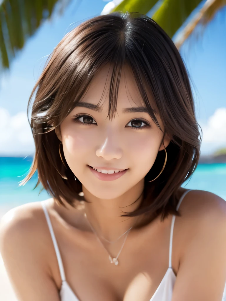 whole body,whole body、whole body、 Highest quality, figure, Super detailed, finely, High resolution, 8k, Perfect dynamic composition, Detailed and beautiful eyes, Tiny Bikini,Medium Hair, Center of chest, Natural color lip, Random sexy poses,smile,Tropical sandy beach,Large Breasts,嵐、嵐の中、雨、雷、