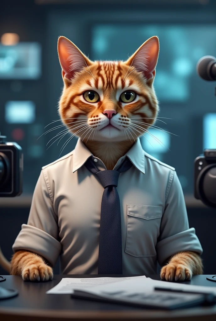 Realistic reporter cat