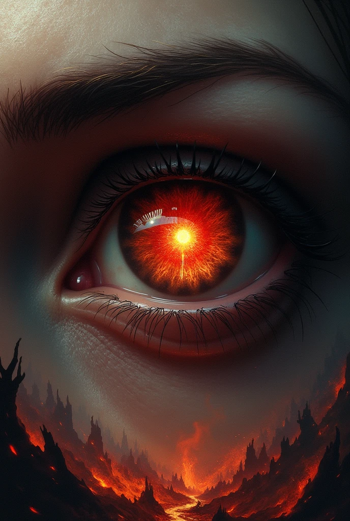 Eye reflecting hell